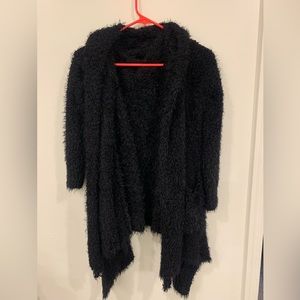 Pink Lily Black Fuzzy Cardigan